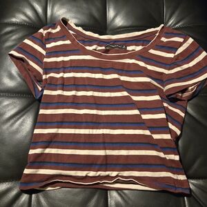 Striped Brown and Blue A&F Crop Top